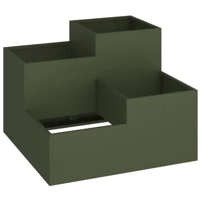 vidaXL Vrtna zasaditev 100x100x60 cm Olivno zelena Jeklo