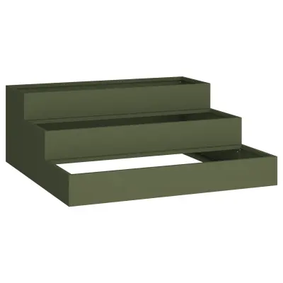 vidaXL vrtno korito 3-nadstropno 90x90x35 cm olivno zelena jeklo