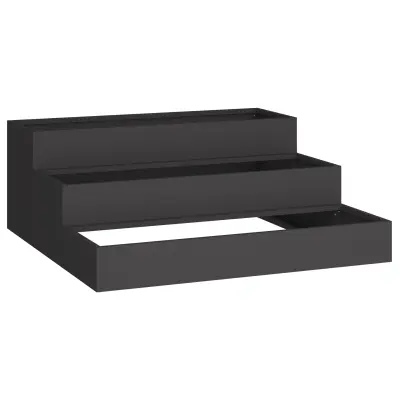 vidaXL Vrtni sadilnik 3-nivojski 90x90x35 cm Črno jeklo