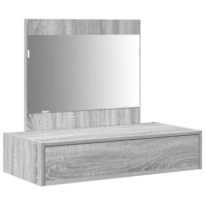 vidaXL stenska toaletna miza siva sonoma 83x40x70 cm