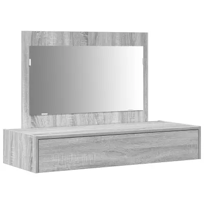 vidaXL obešena toaletna miza siva sonoma 100x40x70 cm