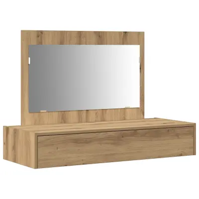 vidaXL Ograjeno ogledalo za oblačenje Umetniški hrast 100x40x70 cm