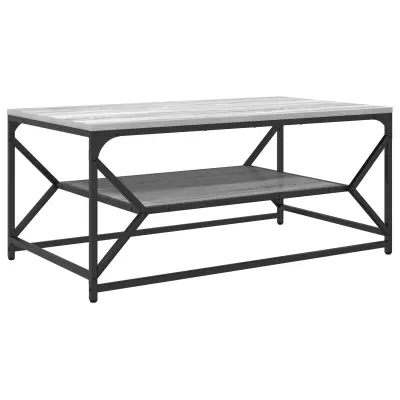 vidaXL Klubska miza s policami Siva Sonoma 90x50x40 cm Inženirski les