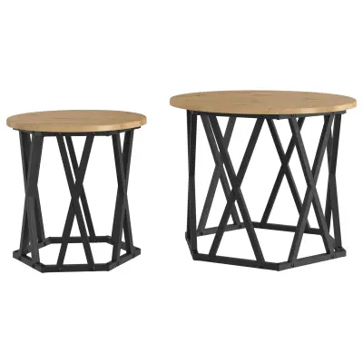 vidaXL Nesting Stranske Mize 2 kosi Artisan Hrastov Inženirski Les