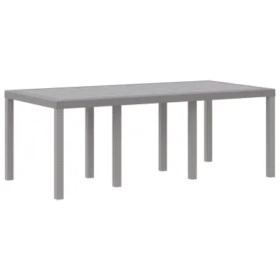 vidaXL Vrtna miza Svetlo siva 200x100x73 cm Poli ratan