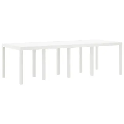 vidaXL Vrtna miza Bela 250x100x73 cm Poli Ratan