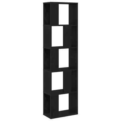 vidaXL Knjigarna 5-nivojska Črna Oreh 45x23,5x162,5 cm Inženirski les