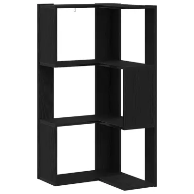 vidaXL Kotna knjižna omara 3-nivojna Črni hrast 50x50x102 cm Umetni les