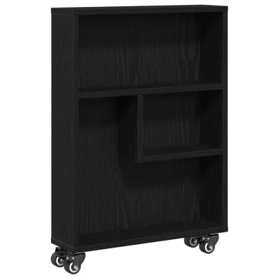 vidaXL Ozki voziček za shranjevanje Črni hrast 48x13x68 cm Inženirski les