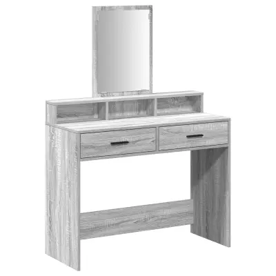 vidaXL Toaletna miza s predali Siva Sonoma 100x41x140 cm
