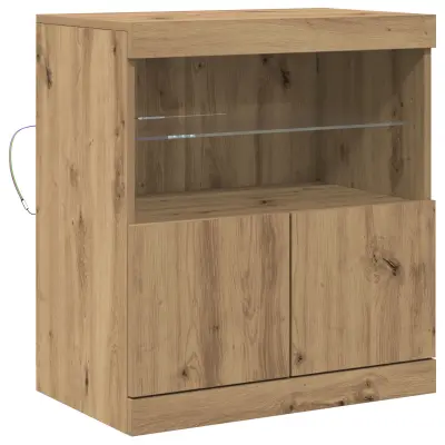 vidaXL Stranska omarica z LED lučmi Artizan Oreh 60x37x67 cm
