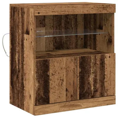 vidaXL Stranska omara z LED lučmi Staro les 60x37x67 cm