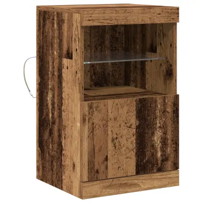 vidaXL Stranski stol z LED lučmi Staro les 41x37x67 cm
