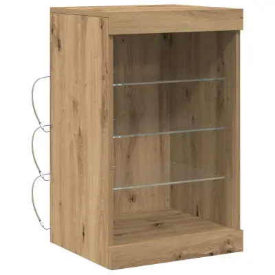 vidaXL Stranski stol s LED lučmi umetniški oak 41x37x67 cm