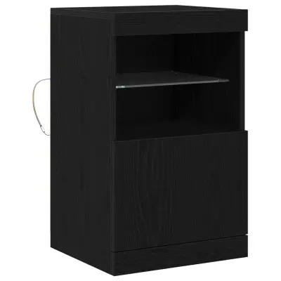 vidaXL Stranski pult z LED lučmi Črna Oreh 41x37x67 cm