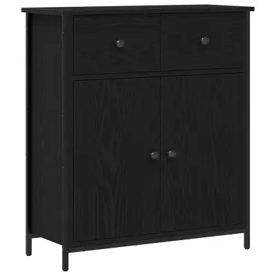 vidaXL Stranski omarica Črna Oreh 70x30x80 cm Umetno les in Jeklo