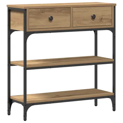 vidaXL Konsolna miza Artisan Oreh 72,5x25x75 cm Izdelano iz lesa in jekla