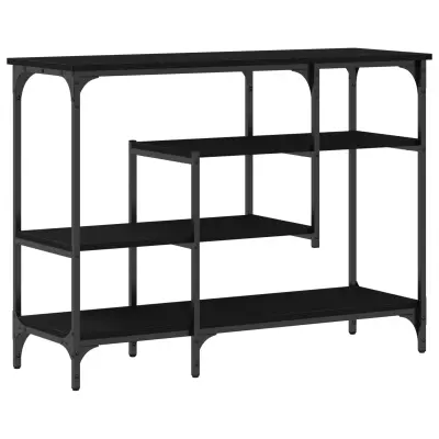 vidaXL Konsolna miza Črna Oreh 100x35x75 cm Inženirski les in Jeklo