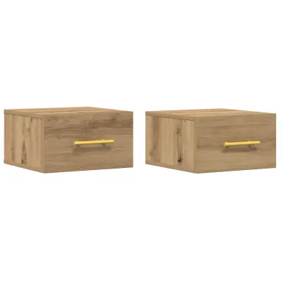 vidaXL Nočne omarice 2 kosi za montažo na steno iz umetnega hrasta 35x35x20 cm