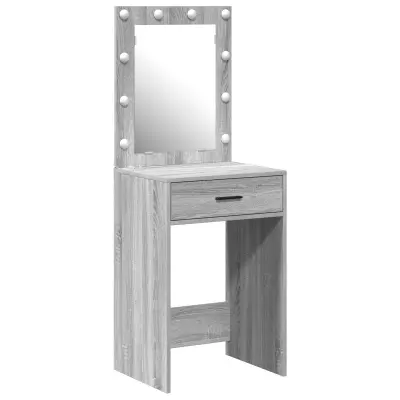 vidaXL toaletna mizica z LED lučmi Siva Sonoma 50x41x135 cm
