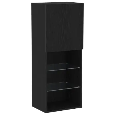 vidaXL TV omarica z LED lučmi Črno hrast 40,5x30x102 cm