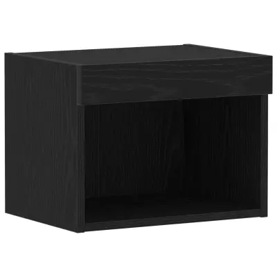 vidaXL Stenski omarica z LED lučmi Črni hrast 40x30x30 cm