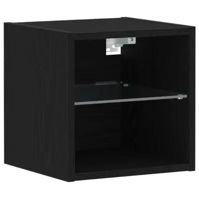 vidaXL LED TV omarica Črna hrast 30x28,5x30 cm inženirski les
