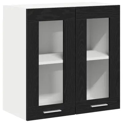 vidaXL Visoka steklena omara v črnem hrastu - 60x31x60 cm