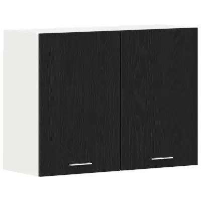 vidaXL Črni hrastovi viseči kabinet - 80x31x60 cm - Izdelano iz inženirskega lesa