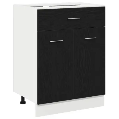 vidaXL Črna hrastova omara za predale - 60x46x81.5 cm, izdelana iz inženirskega lesa