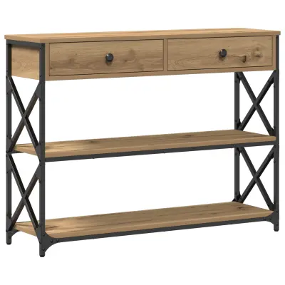 vidaXL Konsolna miza Artisan Oreh 100x28x75 cm Iverna plošča in Jeklo