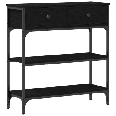 vidaXL Konsolna miza Črna Oreh 72,5x25x75 cm Inženirski les in Jeklo