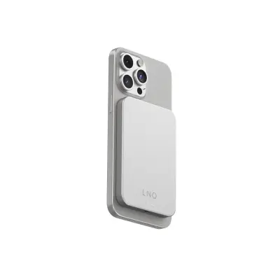 LinQ, Powerbank 5 000 mAh Brezži?ni magnetni nosilec, združljiv z MagSafe Ultra-Slim, Siva