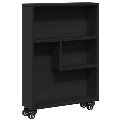 vidaXL Voziček za shranjevanje črn 48x13x68 cm inž. les
