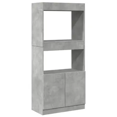 vidaXL Visoka omara betonsko siva 63x33x140 cm inženirski les
