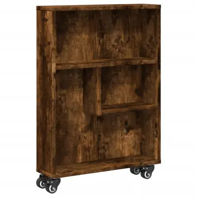 vidaXL Voziček za shranjevanje dimljeni hrast 48x13x68 cm inž. les