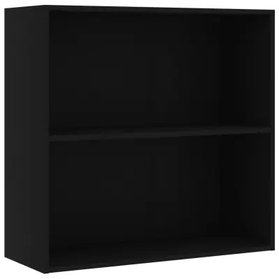 vidaXL Knjižna omara 2-nadstropna črna 80x30x76,5 cm inženirski les