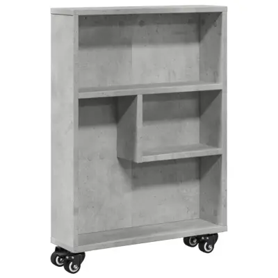 vidaXL Voziček za shranjevanje betonsko siva 48x13x68 cm inž. les