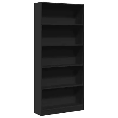 vidaXL Knjižna omara črna 80x24x176 cm inženirski les