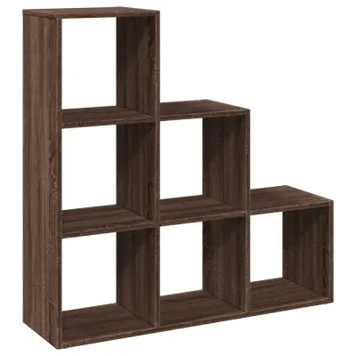 vidaXL Pregrada s knjižno omaro 3-nadstropna rjavi hrast 99x29x99 cm