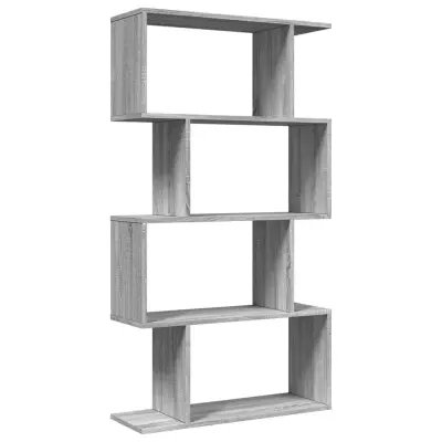 vidaXL Pregrada s knjižno omaro 4-nadstropna siva sonoma 70x24x129 cm