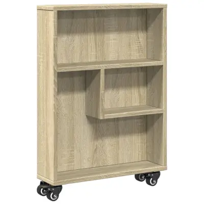 vidaXL Voziček za shranjevanje sonoma hrast 48x13x68 cm inženirski les