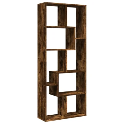 vidaXL Pregrada s knjižno omaro dimljen hrast 67x25x161,5 cm inž. les