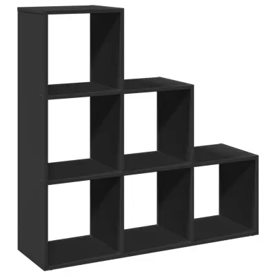 vidaXL Pregrada s knjižno omaro 3-nadstropna črna 99x29x99 cm inž. les