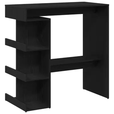 vidaXL Črno hrastovo barsko mizico s policami, 100x50x101,5 cm