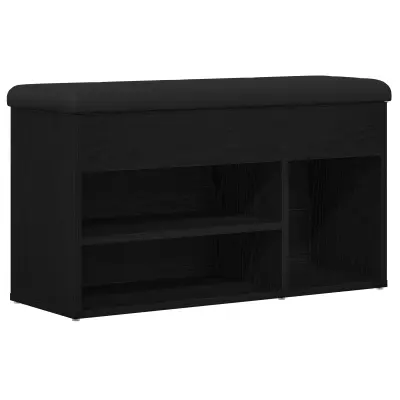 vidaXL Klop za shranjevanje Črna Oreh 80x30x45 cm Umetna les