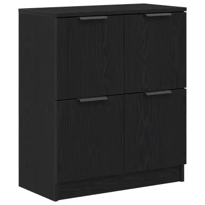 vidaXL Črni hrastov stranski omarica - 60 x 30 x 70 cm - Izdelano iz inženirskega lesa