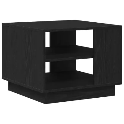 vidaXL Črna hrastova klubska miza 55x55x42 cm iz inženirskega lesa