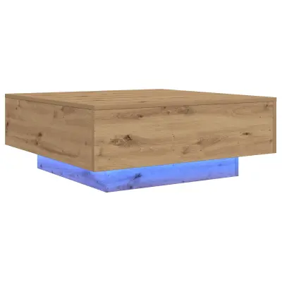 vidaXL Klubska miza z LED lučmi Artisan Oak 80x80x31 cm