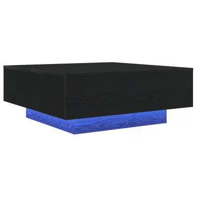 vidaXL Klubska miza z LED lučmi Črna bukev 80x80x31 cm